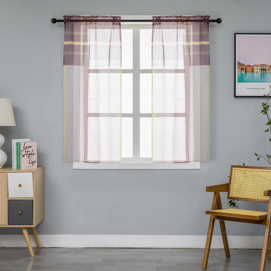 COPPIA TENDE DELO TRASPARENTI A RIGHE COLORATE 2X70X140CM MARRONE E CREMA
