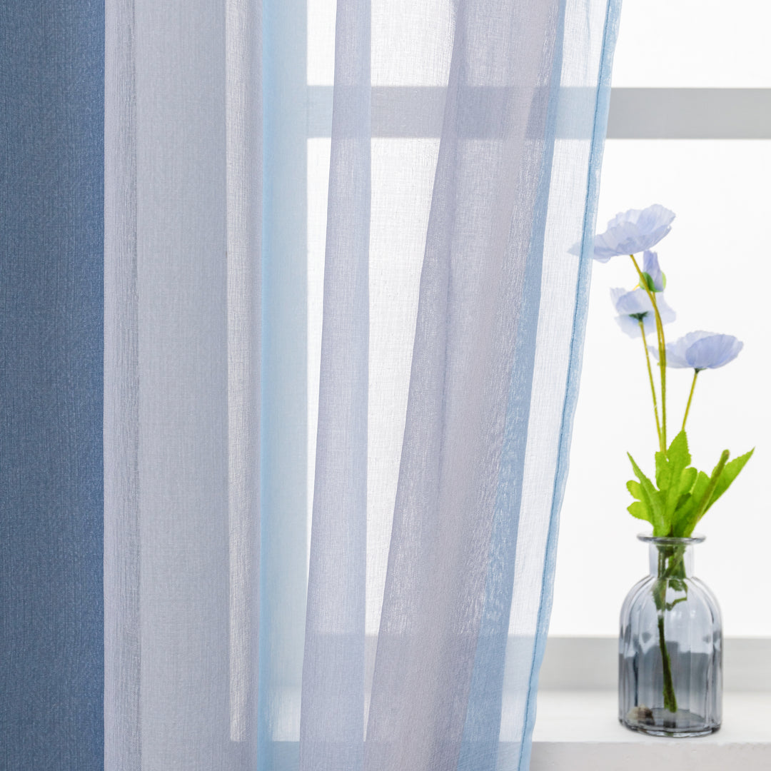 TENDA DELO TRASPARENTE A RIGHE COLORATE 1 PANNELLO 140X140CM BLU E GRIGIO