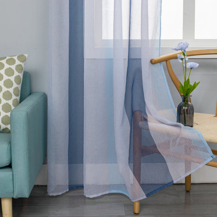 COPPIA TENDE DELO TRASPARENTI A RIGHE COLORATE 2X70X240CM BLU BLU E GRIGIO