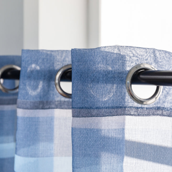 TENDA DELO TRASPARENTE A RIGHE COLORATE 1 PANNELLO 140X140CM BLU E GRIGIO