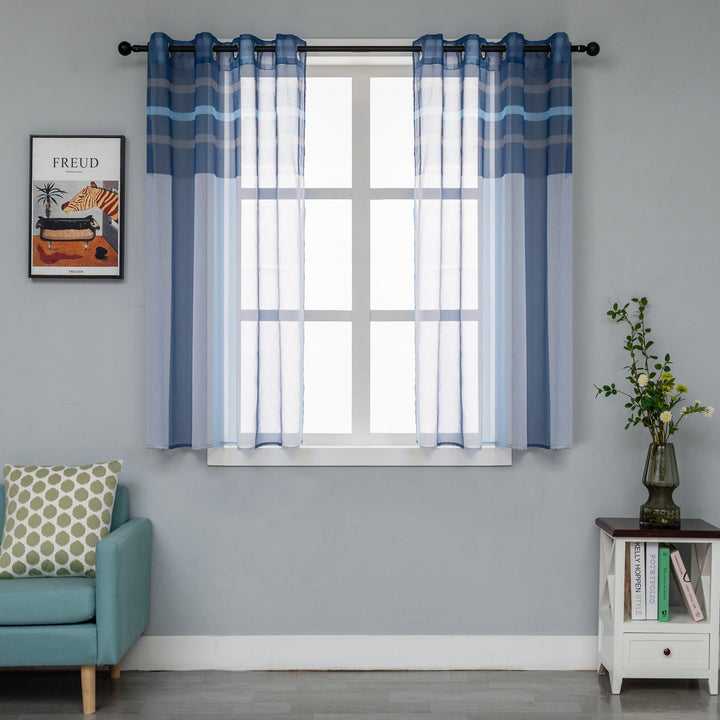 TENDA DELO TRASPARENTE A RIGHE COLORATE 1 PANNELLO 140X140CM BLU E GRIGIO