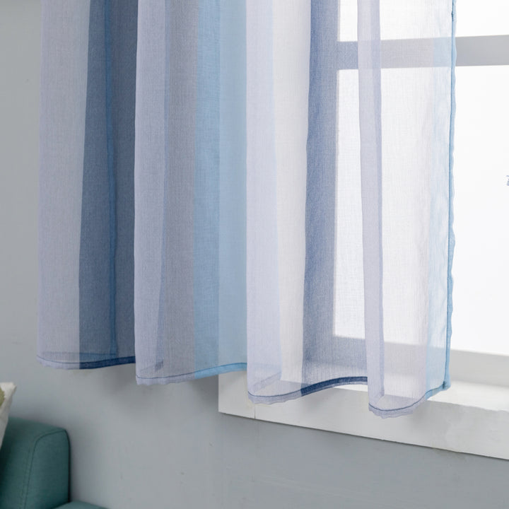 COPPIA TENDE DELO TRASPARENTI A RIGHE COLORATE 2X70X140CM BLU E GRIGIO