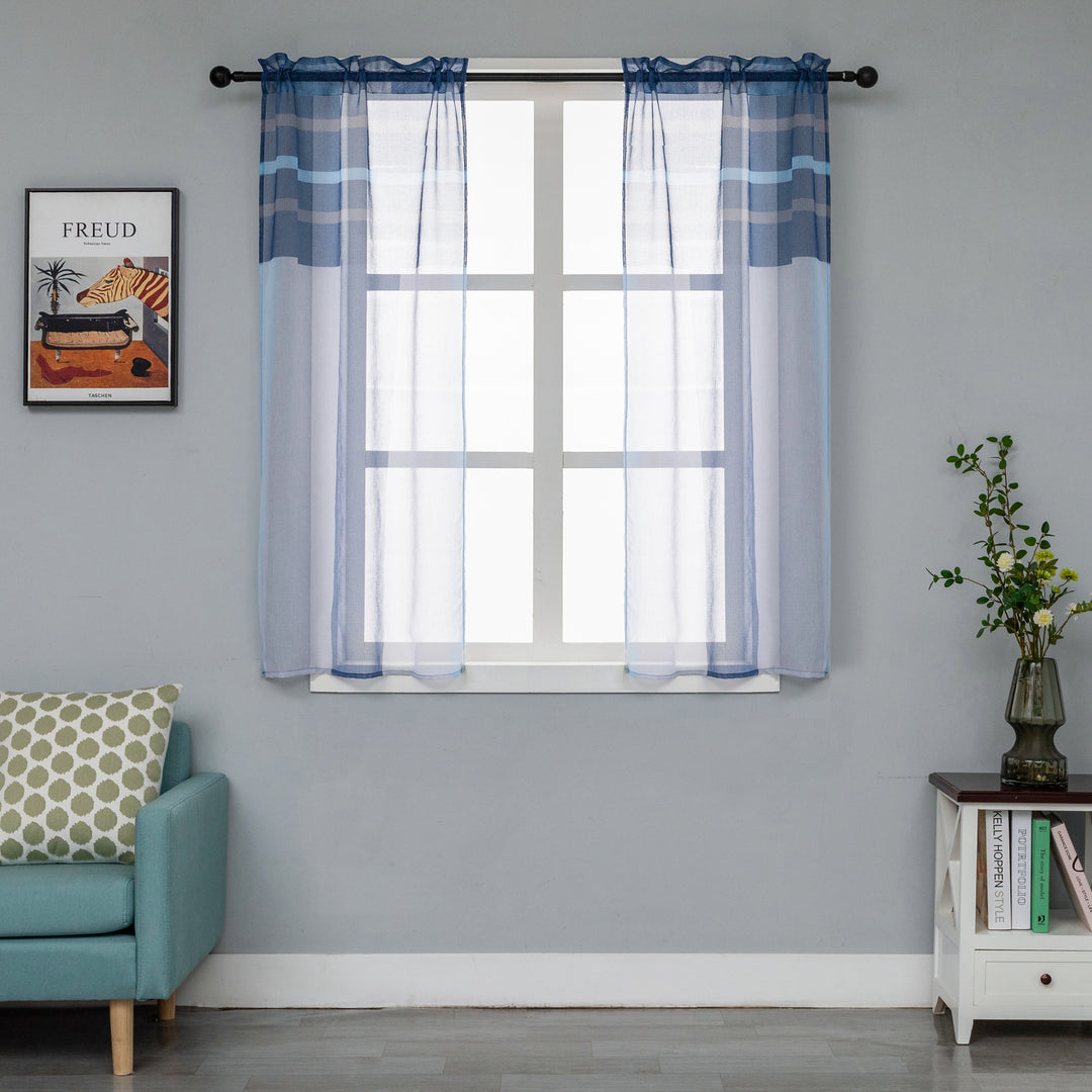 COPPIA TENDE DELO TRASPARENTI A RIGHE COLORATE 2X70X140CM BLU E GRIGIO