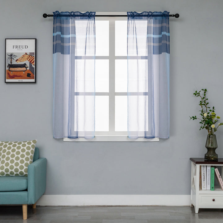 COPPIA TENDE DELO TRASPARENTI A RIGHE COLORATE 2X70X140CM BLU E GRIGIO