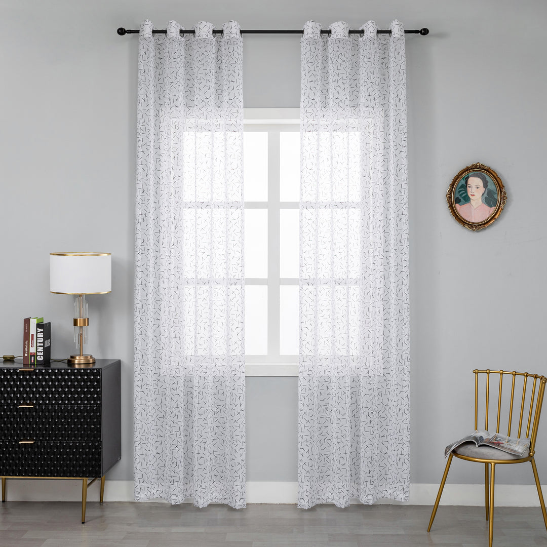 TENDA BIANCA FILTRANTE FANTASIA A FIAMMIFERI 1 PANNELLO 140X285CM NERO