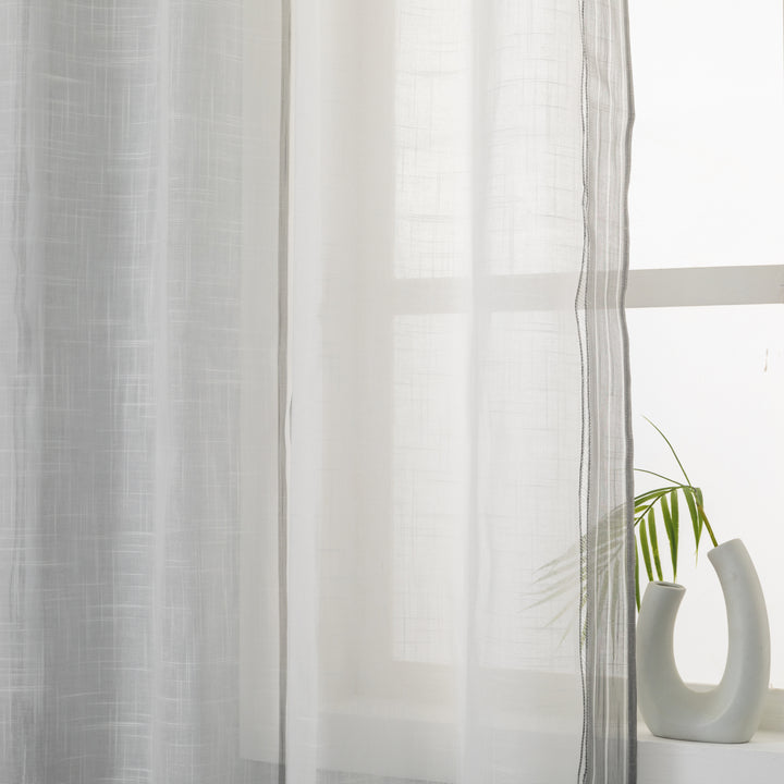 TENDA BIANCA FILTRANTE MISTO LINO A RIGHE 1 PANNELLO 140X275CM GRIGIO