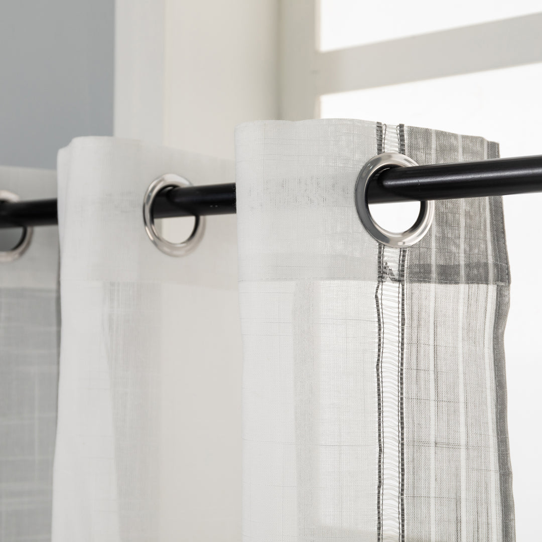 TENDA BIANCA FILTRANTE MISTO LINO A RIGHE 1 PANNELLO 140X275CM GRIGIO