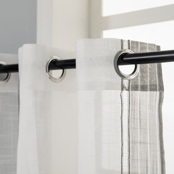 TENDA BIANCA FILTRANTE MISTO LINO A RIGHE 1 PANNELLO 140X275CM GRIGIO