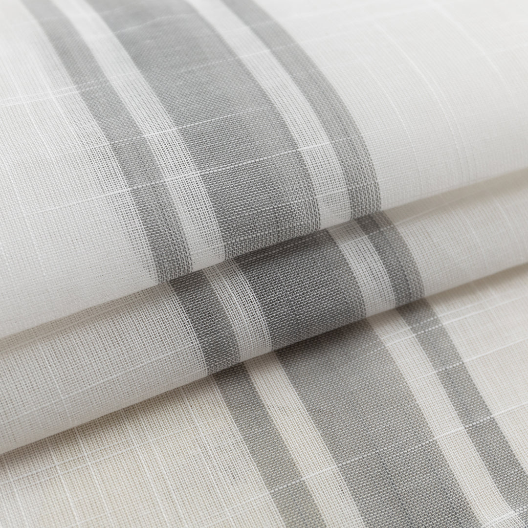 COPPIA TENDE BIANCHE FILTRANTI MISTO LINO A RIGHE 2X60X150CM GRIGIO