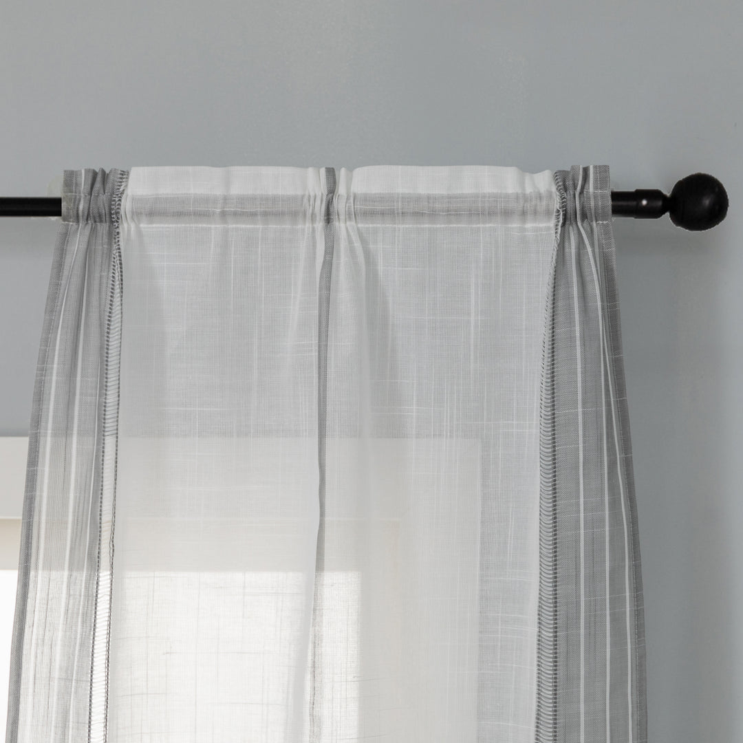 COPPIA TENDE BIANCHE FILTRANTI MISTO LINO A RIGHE 2X60X240CM GRIGIO