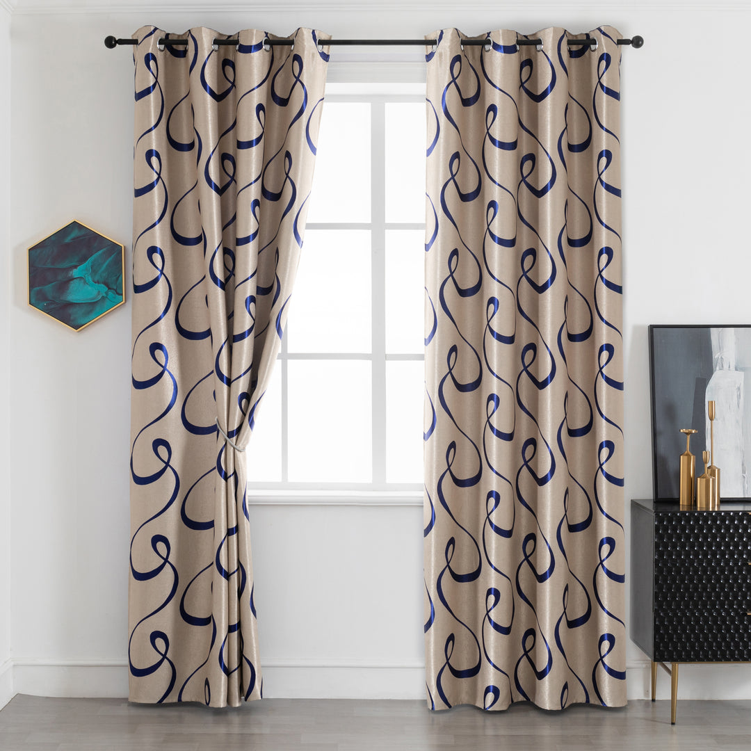 TENDA SEMI OSCURANTE FANTASIA CURVILINEA 1 PANNELLO 140X275CM BEIGE E BLU