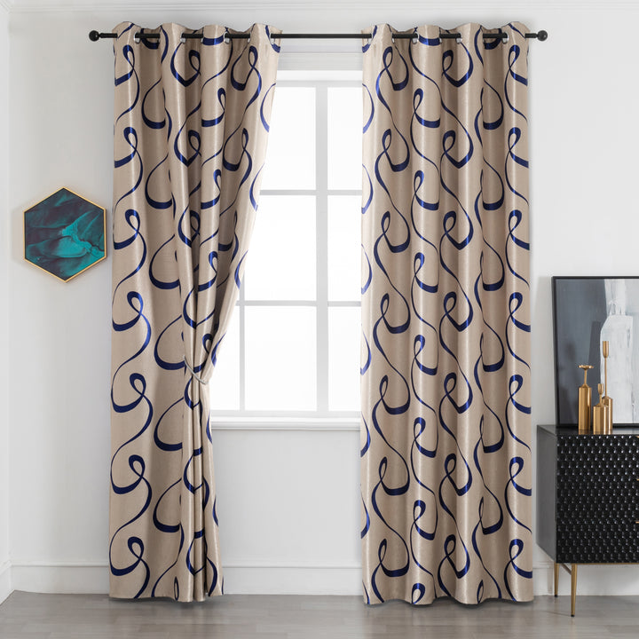 TENDA SEMI OSCURANTE FANTASIA CURVILINEA 1 PANNELLO 140X275CM BEIGE E BLU