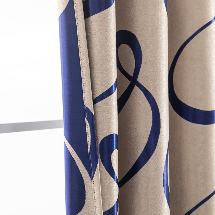 COPPIA TENDE SEMI OSCURANTI FANTASIA CURVILINEA 2X70X145CM BEIGE E BLU