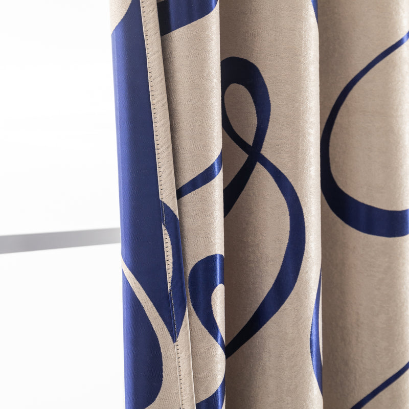 COPPIA TENDE SEMI OSCURANTI FANTASIA CURVILINEA 2X70X235CM BEIGE E BLU