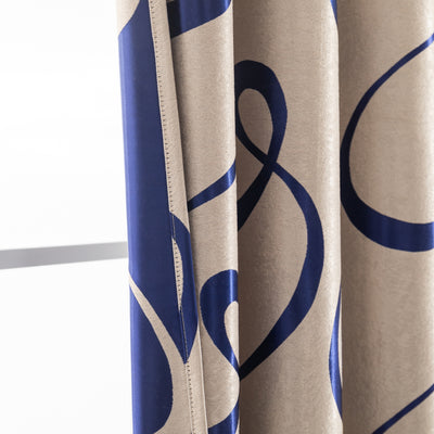 COPPIA TENDE SEMI OSCURANTI FANTASIA CURVILINEA 2X70X145CM BEIGE E BLU