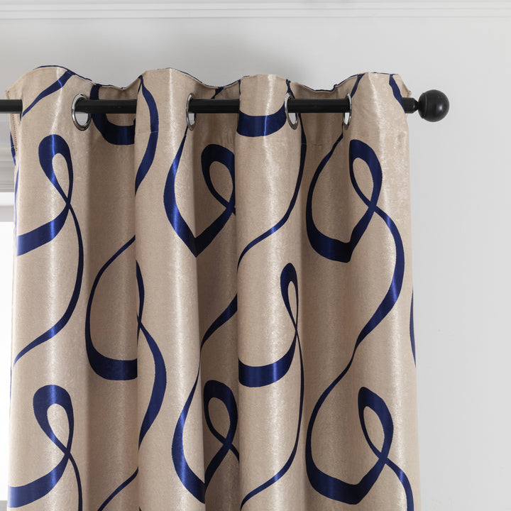 TENDA SEMI OSCURANTE FANTASIA CURVILINEA 1 PANNELLO 140X275CM BEIGE E BLU