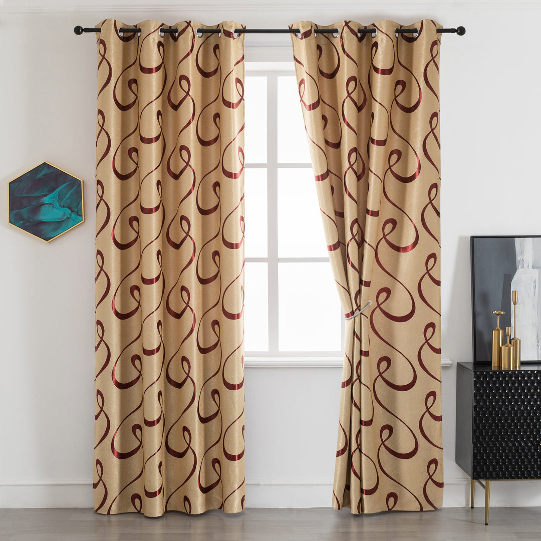 TENDA SEMI OSCURANTE FANTASIA CURVILINEA 1 PANNELLO 140X275CM ORO E ROSSO
