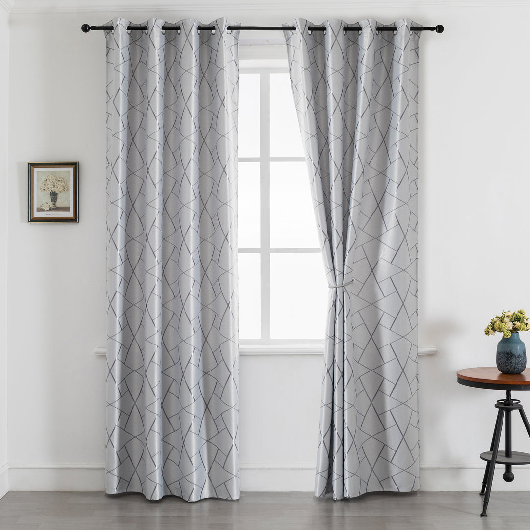 TENDA USTICA SEMI OSCURANTE FANTASIA GEOMETRICA 1 PANNELLO 140X275CM GRIGIO E ARGENTO