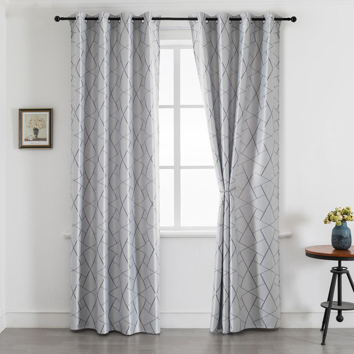 TENDA USTICA SEMI OSCURANTE FANTASIA GEOMETRICA 1 PANNELLO 140X275CM GRIGIO E ARGENTO