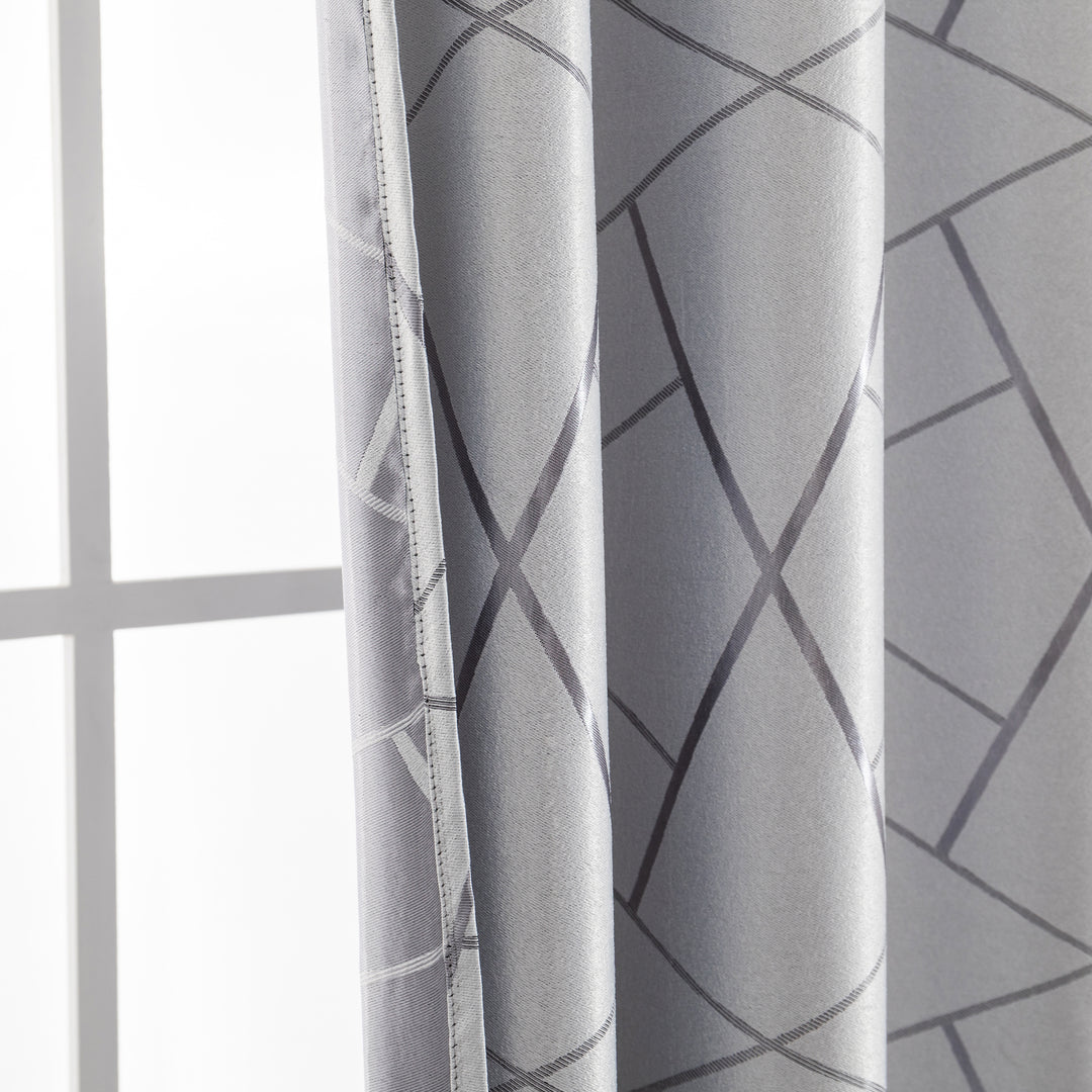 TENDA USTICA SEMI OSCURANTE FANTASIA GEOMETRICA 1 PANNELLO 140X275CM GRIGIO E ARGENTO