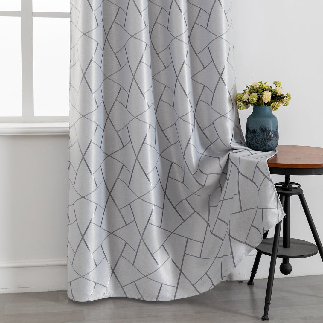 TENDA USTICA SEMI OSCURANTE FANTASIA GEOMETRICA 1 PANNELLO 140X275CM GRIGIO E ARGENTO