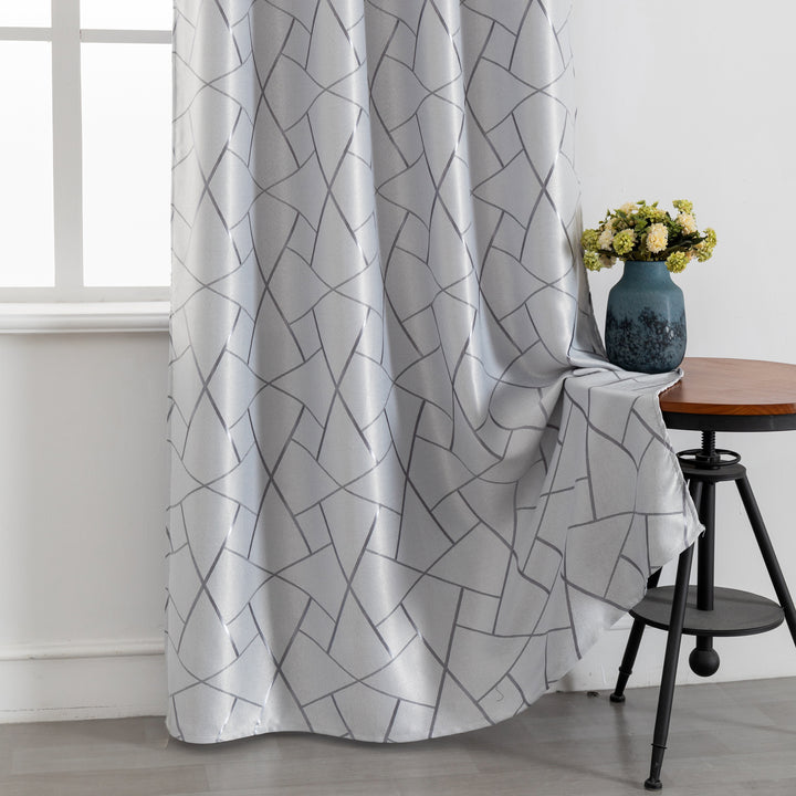 TENDA USTICA SEMI OSCURANTE FANTASIA GEOMETRICA 1 PANNELLO 140X275CM GRIGIO E ARGENTO