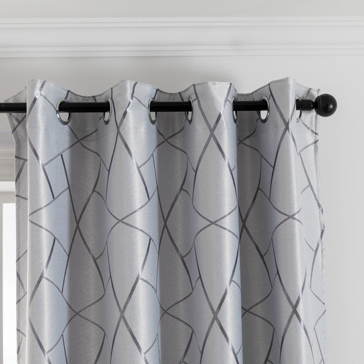 TENDA USTICA SEMI OSCURANTE FANTASIA GEOMETRICA 1 PANNELLO 140X275CM GRIGIO E ARGENTO