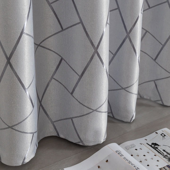 TENDA USTICA SEMI OSCURANTE FANTASIA GEOMETRICA 1 PANNELLO 140X275CM GRIGIO E ARGENTO