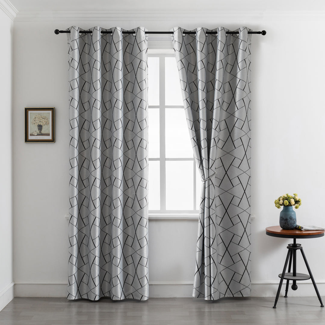 TENDA USTICA SEMI OSCURANTE FANTASIA GEOMETRICA 1 PANNELLO 140X275CM GRIGIO E NERO