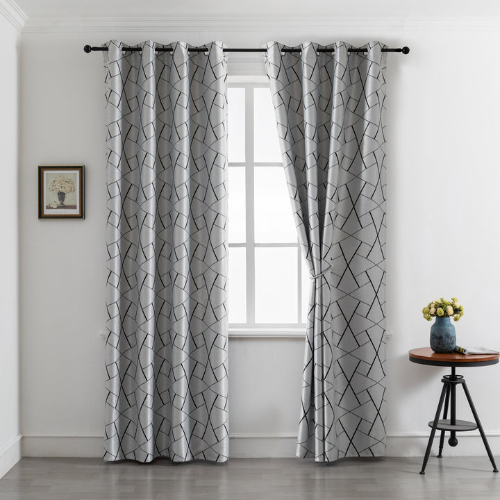 TENDA USTICA SEMI OSCURANTE FANTASIA GEOMETRICA 1 PANNELLO 140X275CM GRIGIO E NERO