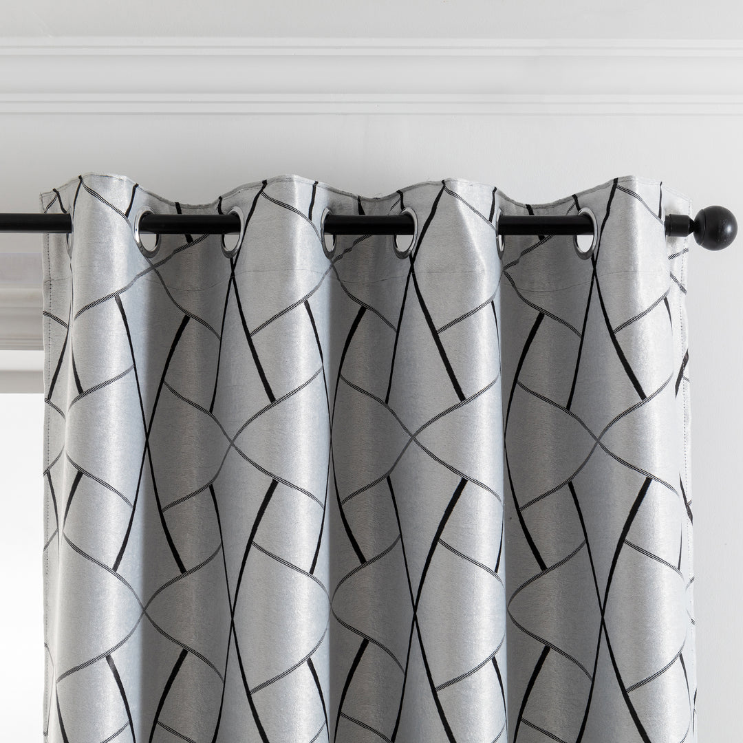 TENDA USTICA SEMI OSCURANTE FANTASIA GEOMETRICA 1 PANNELLO 140X275CM GRIGIO E NERO