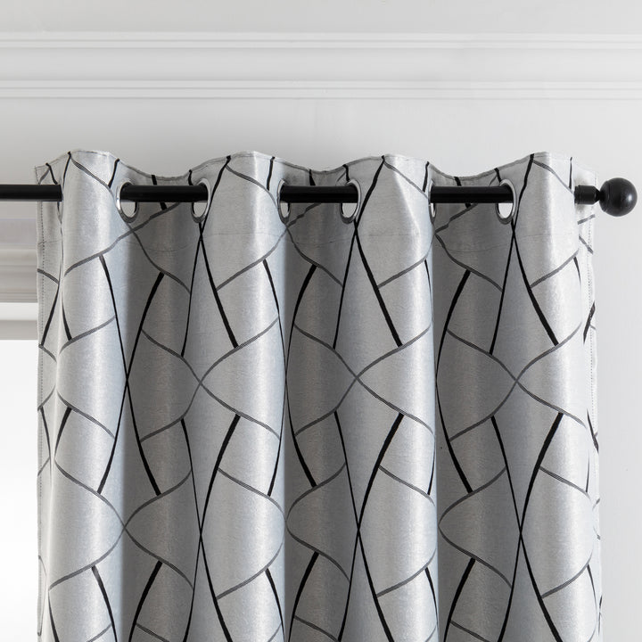 TENDA USTICA SEMI OSCURANTE FANTASIA GEOMETRICA 1 PANNELLO 140X275CM GRIGIO E NERO