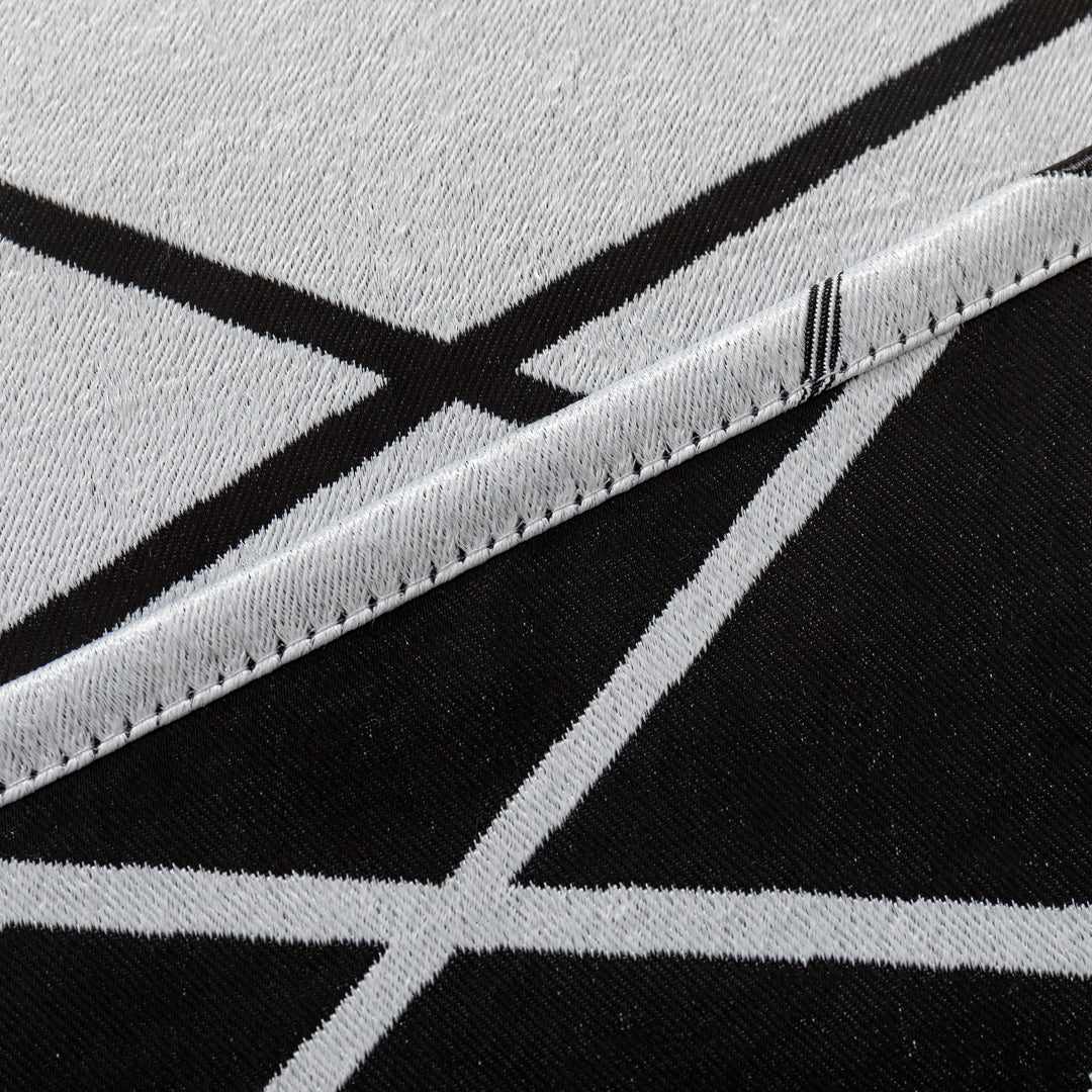 Tende Semi Oscuranti Grigie Con Stampa Geometrica Nera - Set 2 Pannelli 70x148 Cm Per Casa - Foto 9