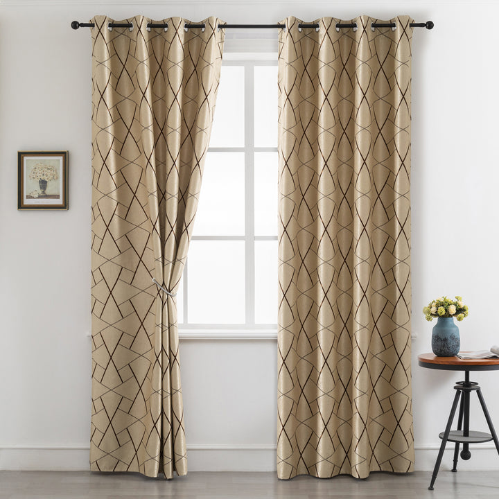TENDA USTICA SEMI OSCURANTE FANTASIA GEOMETRICA 1 PANNELLO 140X275CM BEIGE E MARRONE