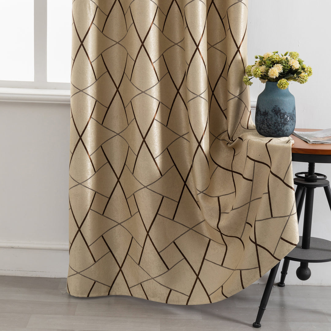 TENDA USTICA SEMI OSCURANTE FANTASIA GEOMETRICA 1 PANNELLO 140X275CM BEIGE E MARRONE