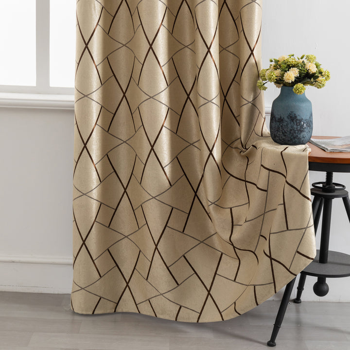 TENDA USTICA SEMI OSCURANTE FANTASIA GEOMETRICA 1 PANNELLO 140X275CM BEIGE E MARRONE