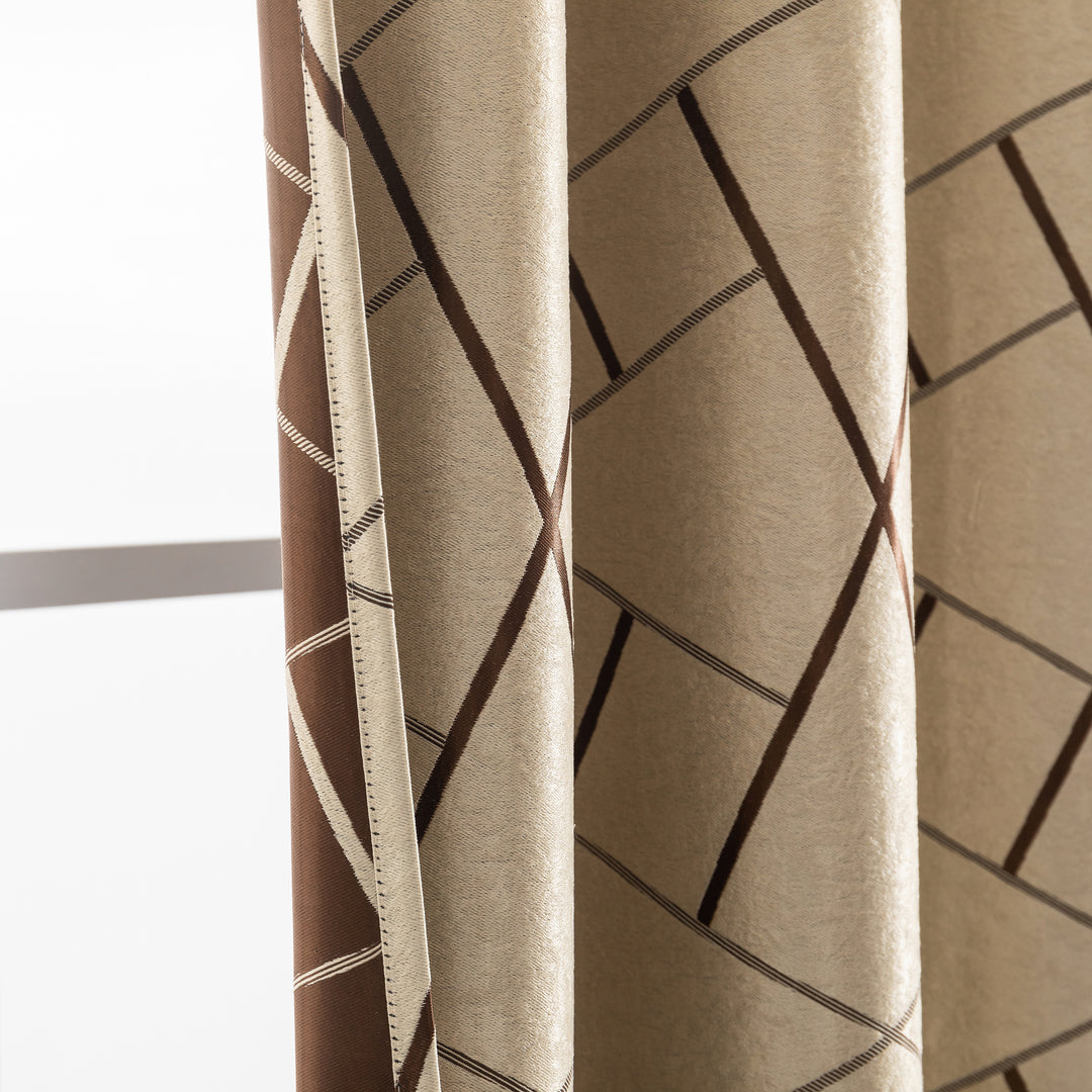 TENDA USTICA SEMI OSCURANTE FANTASIA GEOMETRICA 1 PANNELLO 140X275CM BEIGE E MARRONE