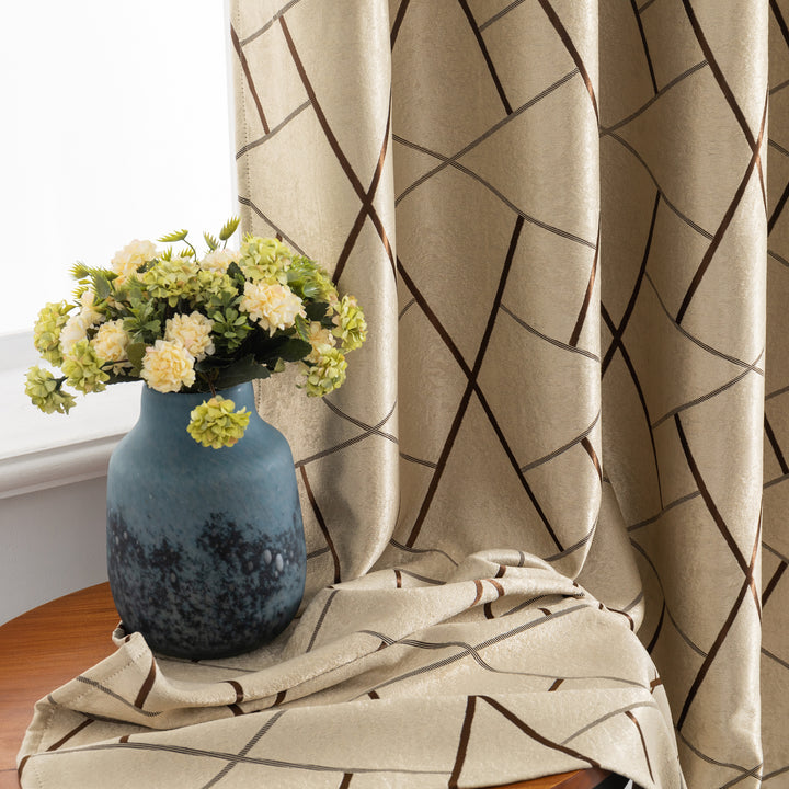 TENDA USTICA SEMI OSCURANTE FANTASIA GEOMETRICA 1 PANNELLO 140X275CM BEIGE E MARRONE