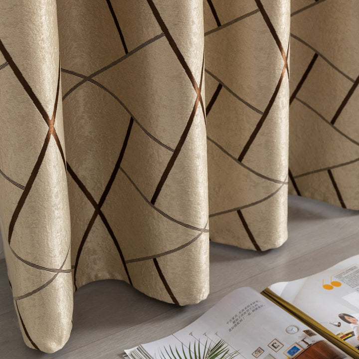 TENDA USTICA SEMI OSCURANTE FANTASIA GEOMETRICA 1 PANNELLO 140X275CM BEIGE E MARRONE