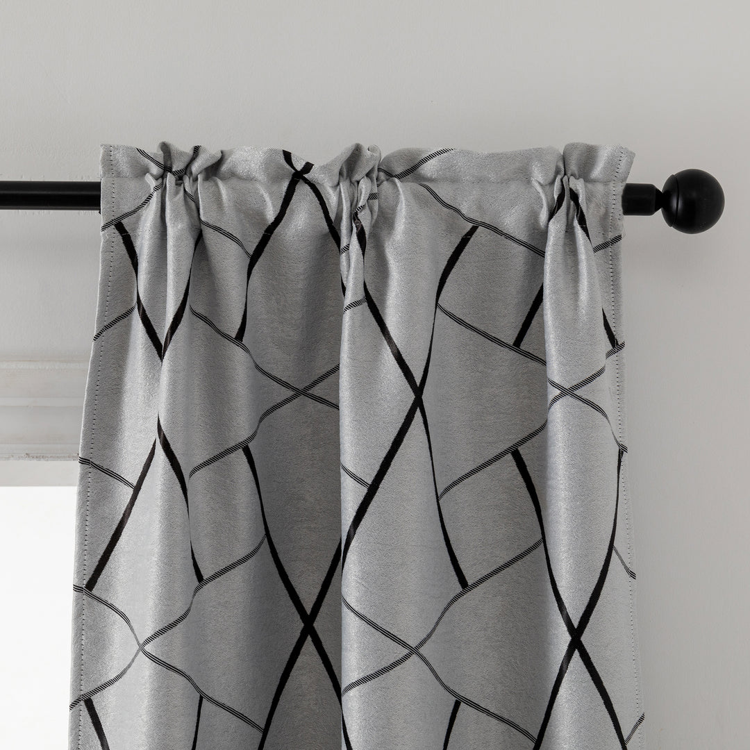 COPPIA TENDE USTICA SEMI OSCURANTI FANTASIA GEOMETRICA 2X70X235CM GRIGIO E NERO