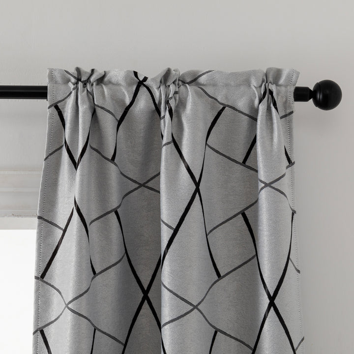 COPPIA TENDE USTICA SEMI OSCURANTI FANTASIA GEOMETRICA 2X70X235CM GRIGIO E NERO