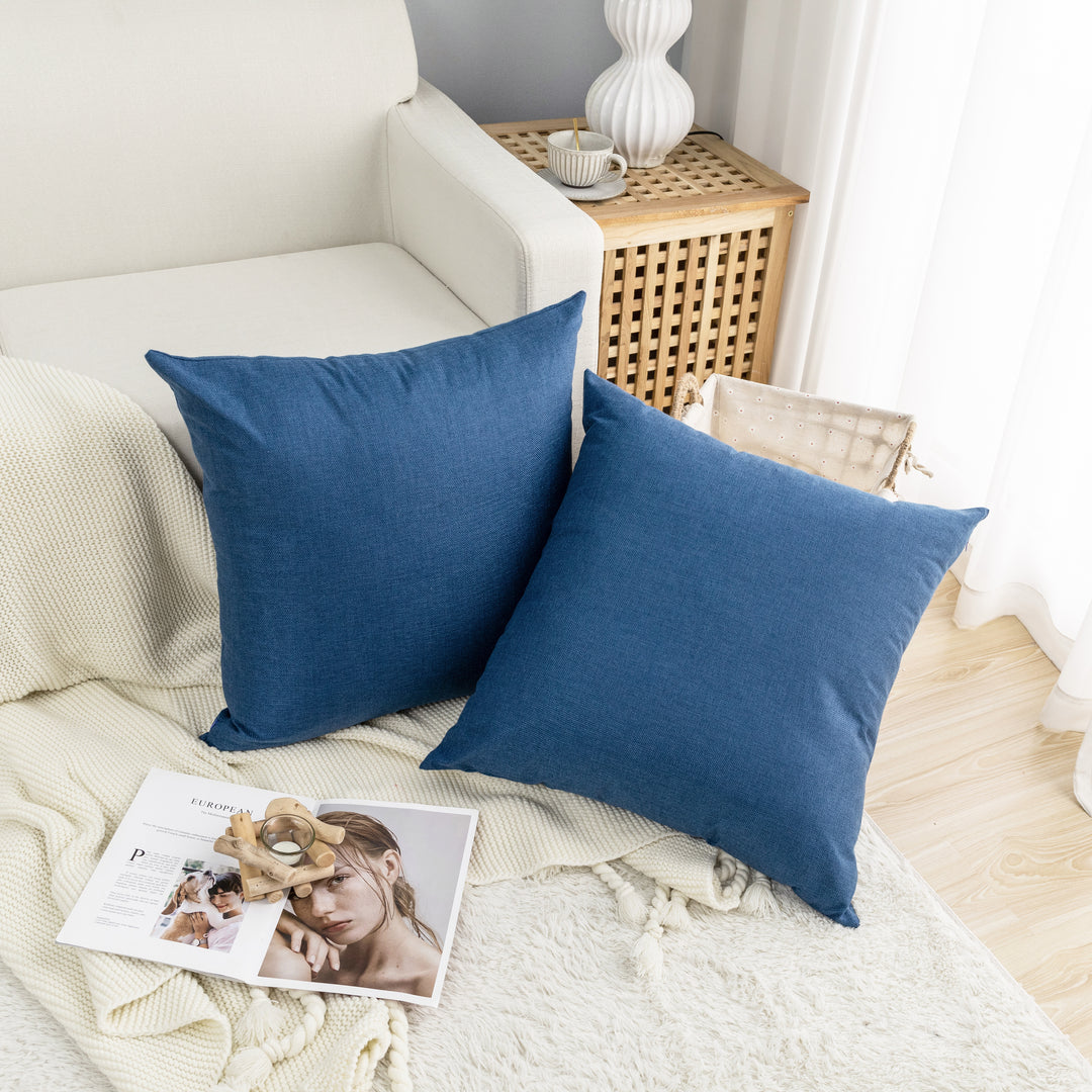 FEDERA CUSCINO SIMIL LINO BLU 2PZ 60X60CM