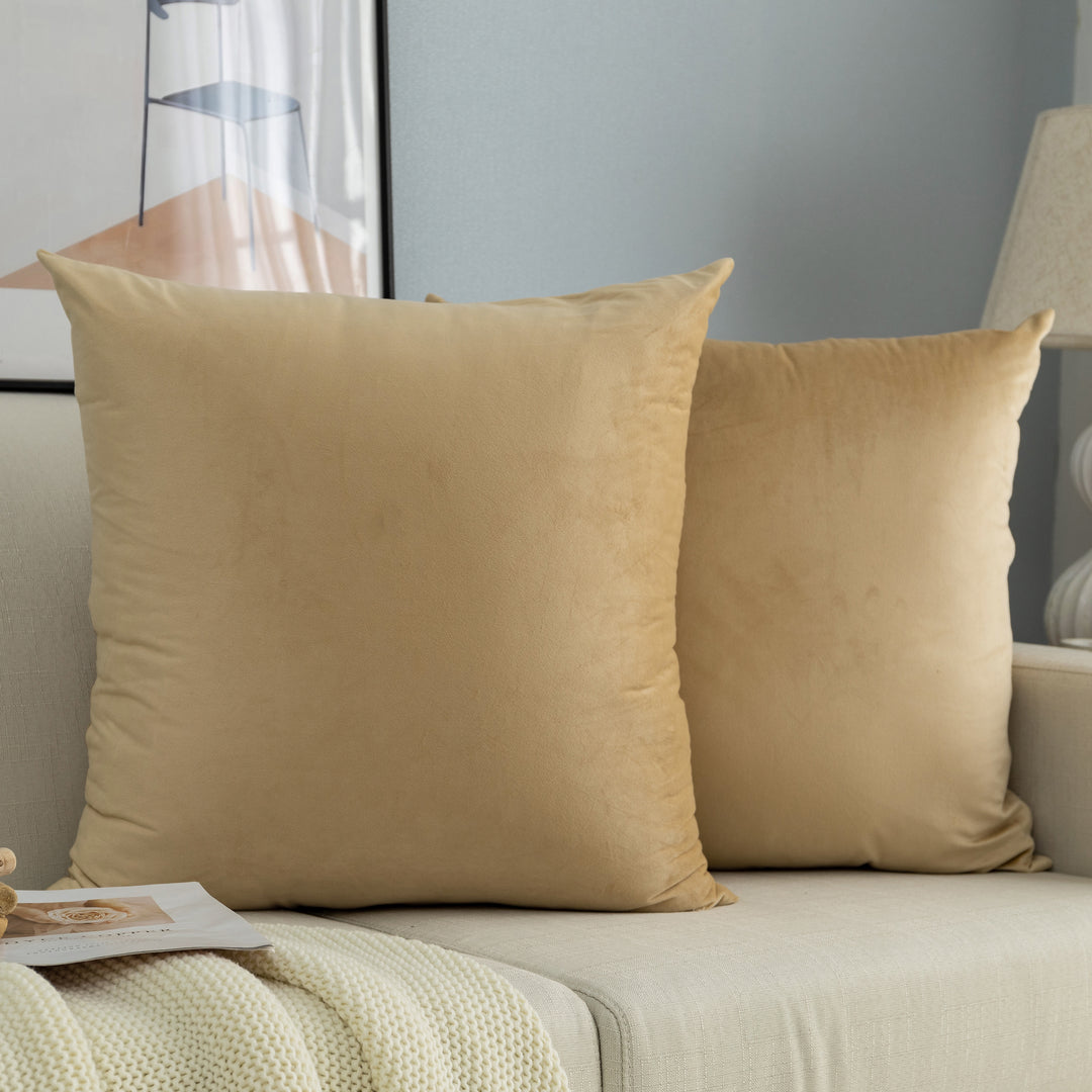 FEDERA CUSCINO SIMIL VELLUTO BEIGE 2PZ 60X60CM