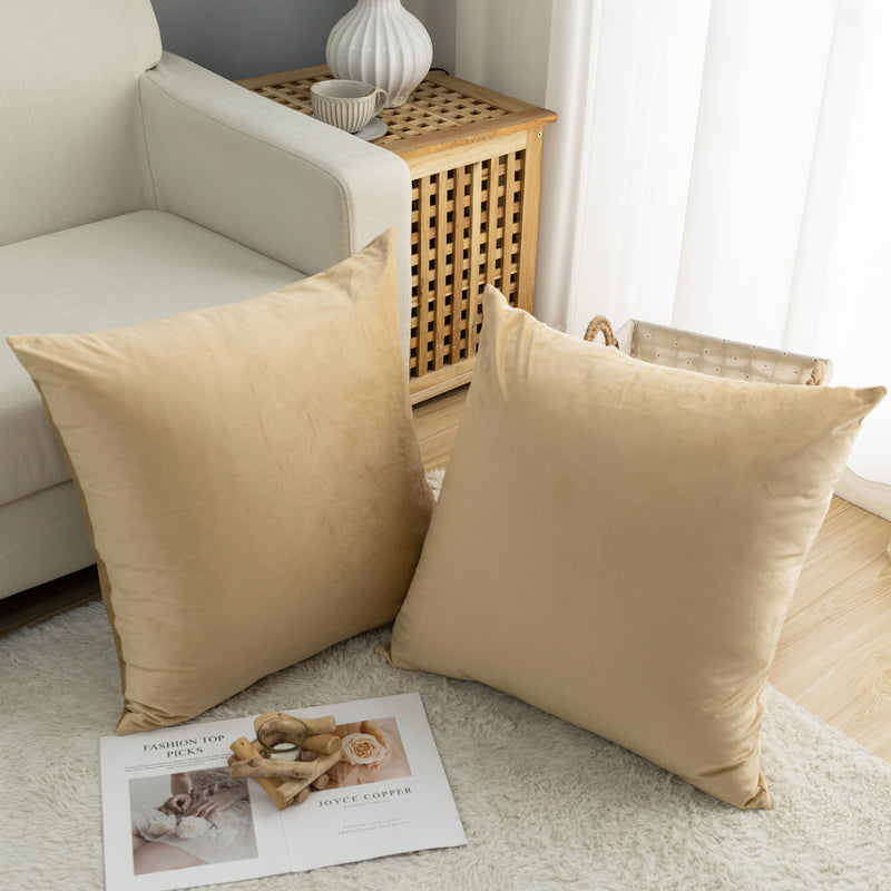 FEDERA CUSCINO SIMIL VELLUTO BEIGE 2PZ 60X60CM