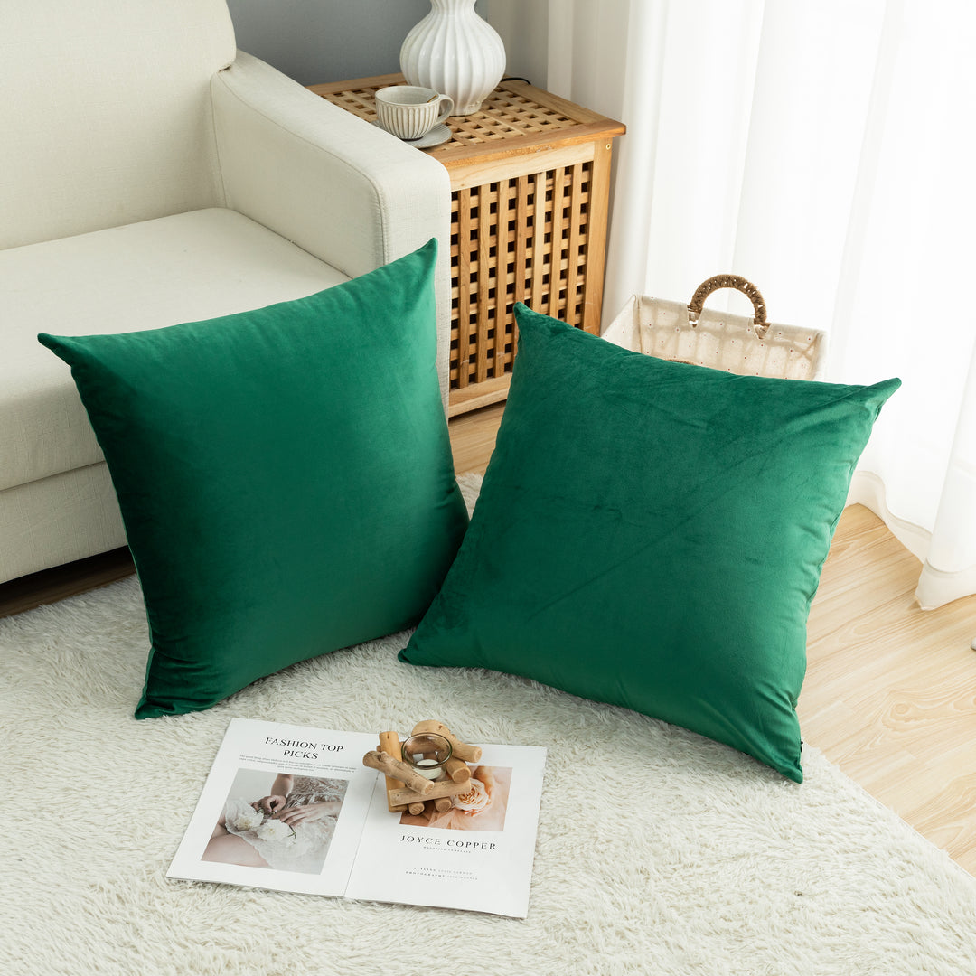 FEDERA CUSCINO SIMIL VELLUTO VERDE 2PZ 60X60CM