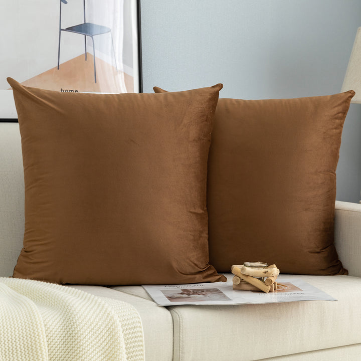 FEDERA CUSCINO SIMIL VELLUTO MARRONE 2PZ 45X45CM