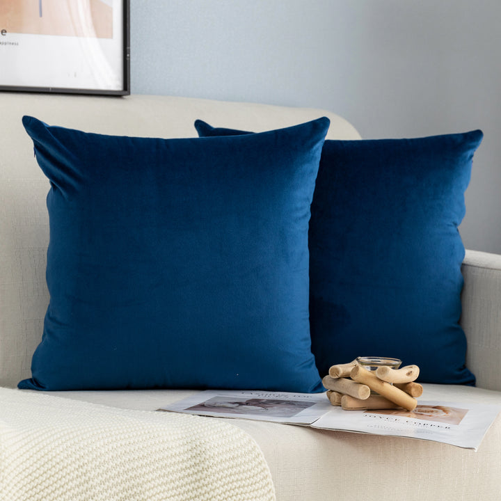 FEDERA CUSCINO SIMIL VELLUTO BLU 2PZ 45X45CM