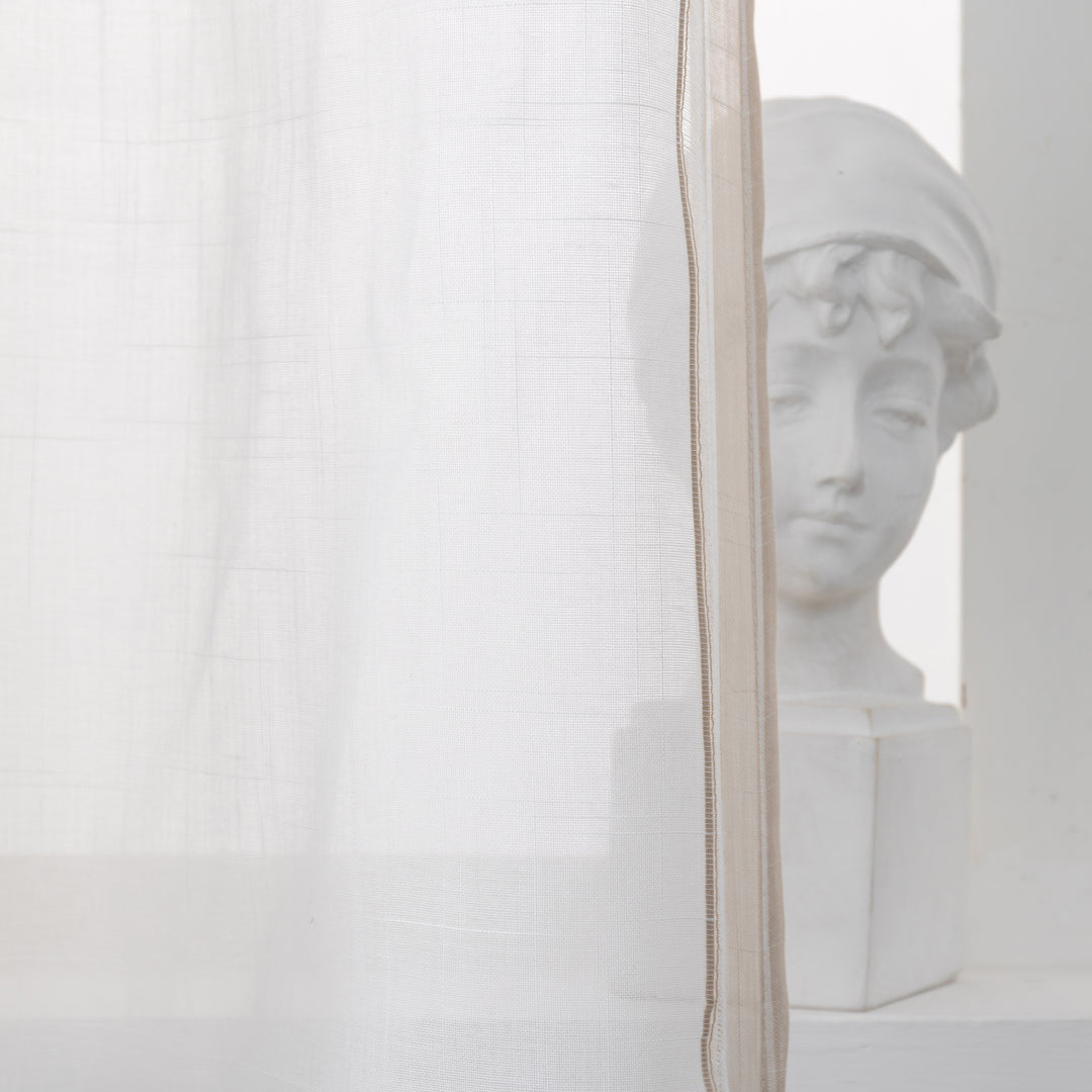 COPPIA TENDE BIANCHE FILTRANTI MISTO LINO A RIGHE 2X60X240CM BEIGE