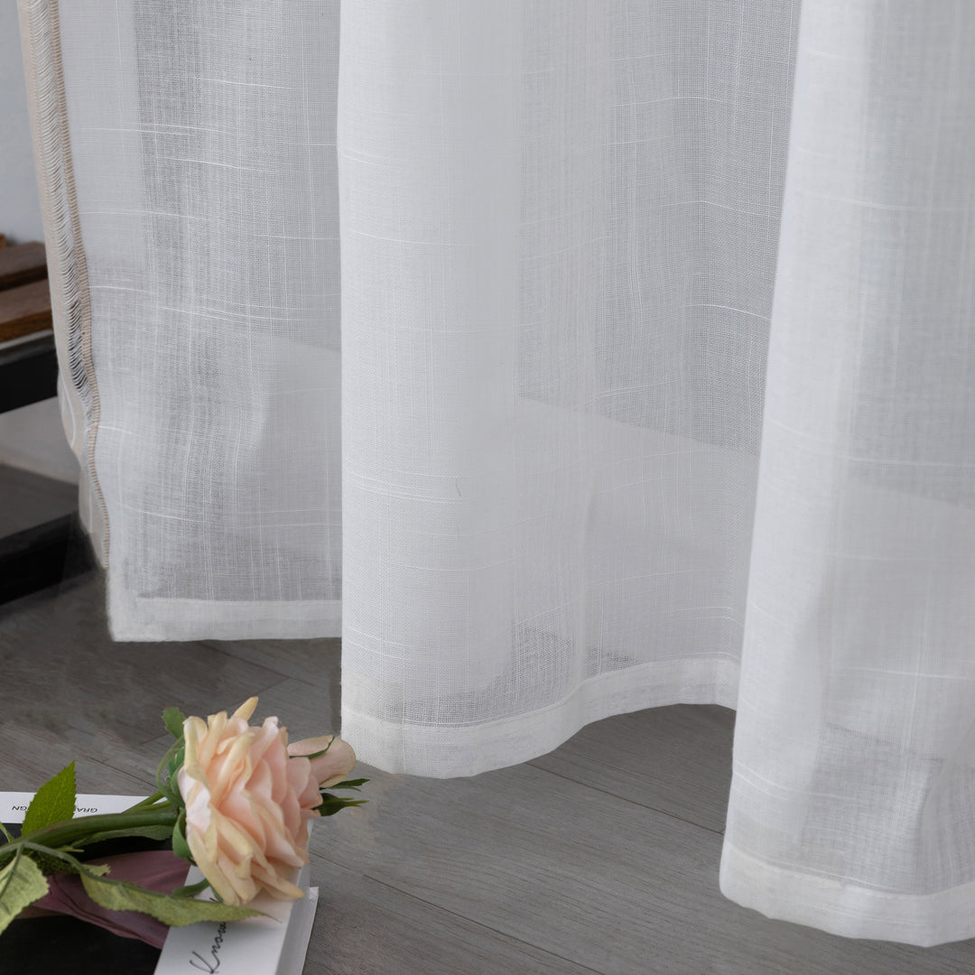 TENDA BIANCA FILTRANTE MISTO LINO A RIGHE 1 PANNELLO 140X275CM BEIGE