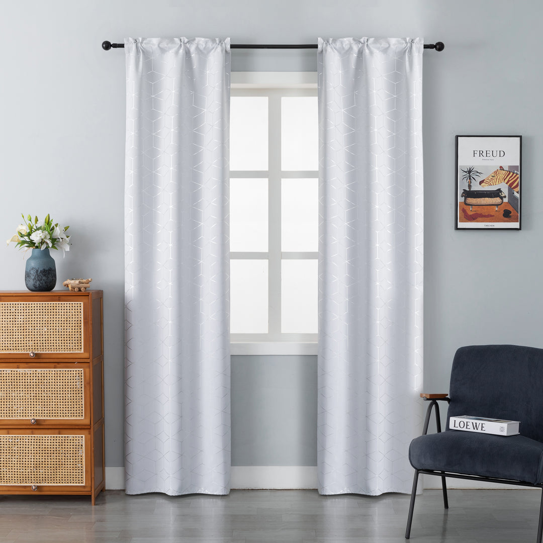 COPPIA TENDE ELBA SEMI OSCURANTI FANTASIA 3D 2X70X235CM BIANCO